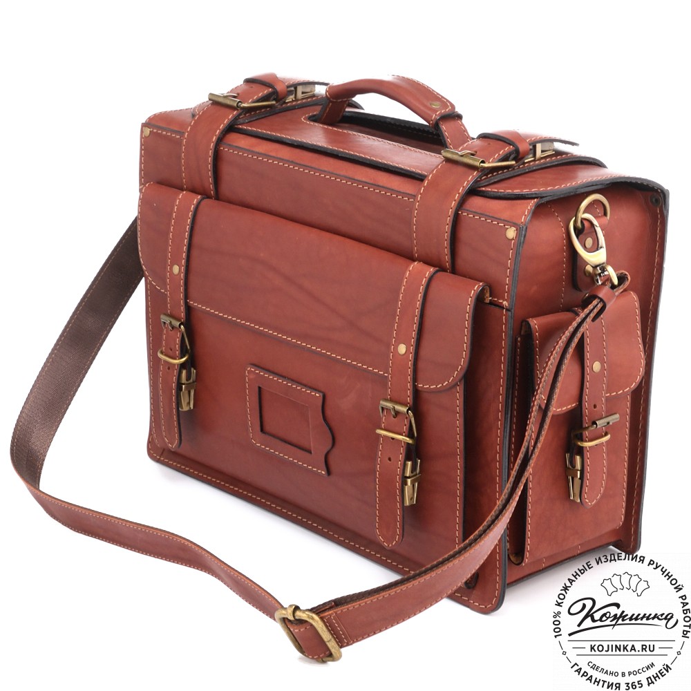 Кожаный портфель-кофр  "Универсал"  (коньяк)